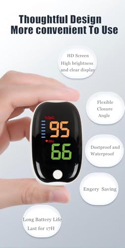 Oxygen Monitor Fingertip, Joxozp Pulse Oximeter Oxygen Saturation Monitor Checking SpO2 Level/Heart Rate/PI for Adults at ...