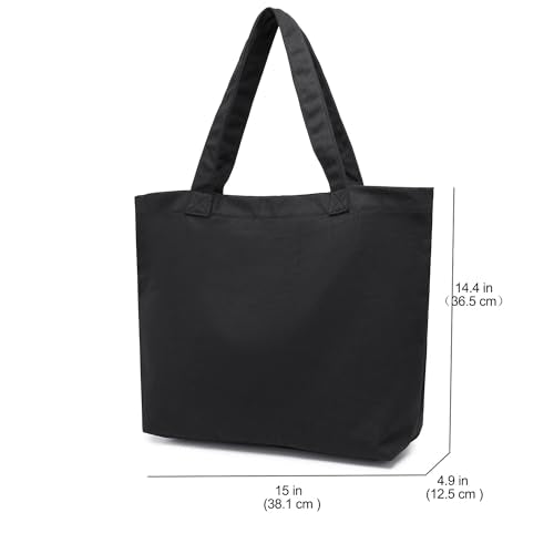Moyaqi Canvas Tote Bag with Yoga Mat Carrier Pocket Carryall Shoulder Bag for Office, Workout, Pilates, Travel, Beach and Gym