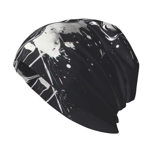 bnvaab Horror Ghost Skull Print Beanie Hat for Men and Women Stretchy Slouchy Winter Warm Cap Headwear Accessory Black