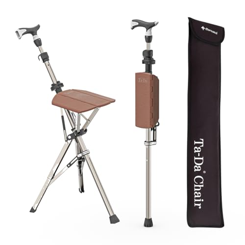 Ta-Da Chair Series 1 Pro, Portable Trekking Hiking Pole, Folding Walking Stick with Seat, Walking Cane with Chair, Foldabl...