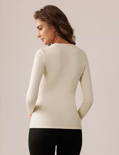 Bonneuitbebe Women's 2 Pack Long Sleeve Thermal Shirts Soft Crewneck Undershirt Tops Lightweight Base Layer Cold Weather