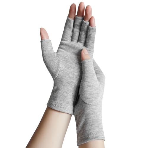 ANSMIO Rayon Derived from Bamboo Compression Gloves – Fingerless Arthritis & Carpal Tunnel Support, Lightweight Moisture-W...
