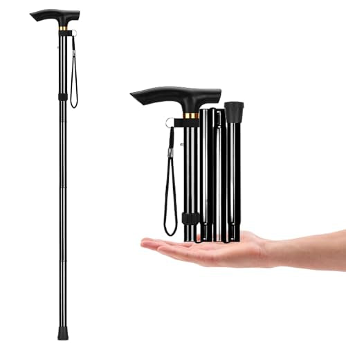 YOBOKO Aluminum Alloy Walking Sticks & Foldable Anti-Slip Hiking Stick - Length Adjustable for Elderly