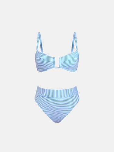 CUPSHE Women's Bikini Set High Waisted Two Piece Swimsuit U Wire High Leg Cut Cheeky Bottom Bathing Suit Back Hook