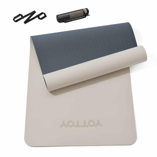 Yoga Mat,Non-Slip TPE Exercise Mat(1/4 Inch) for Pilates, Fitness & Barefoot Workouts, Home Gym Studio with Strap & Bag