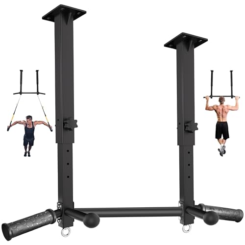 Ceiling Mount Pull Up Bar for Garage/Basement/Rafter - Heavy Duty 800LBS Adjustable Height Multi-Grip Chin Up Bar,Ceiling ...