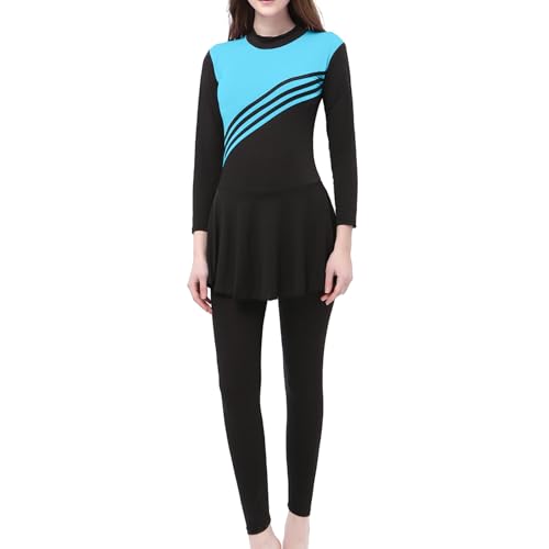 Muslim Women's Conservative 3 Piece Swimwear Oversized Long Sleeve Pants Swim Cap Full Coverage Modest Bathing Suit for Beach