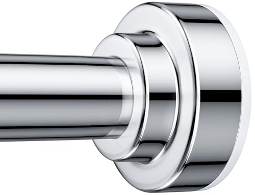 TEECK Shower Curtain Rod, 32-80 inch Adjustable Spring Tension Curtain Rod, Never Rust Anti-Slip Shower Curtain Rod for Ba...