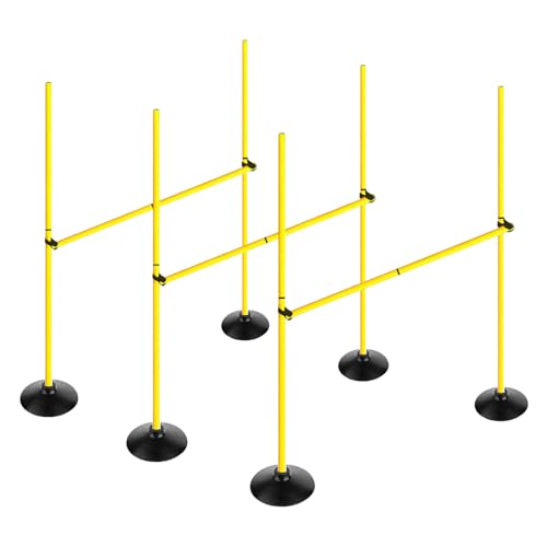 Voodans Adjustable Height Agility Hurdle Set Multi-Function Soccer Trainning Pole Set Coaching Sticks with Rubber Base