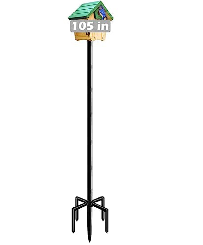 Mokeyder 105 Inch Bird House Pole Mount Kit, Adjustable Heavy Duty Bird Feeder Pole for Outdoors, Universal Mounting Post ...