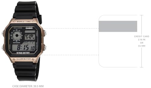 Casio AE1200WH Series | Men’s Digital Watch | 100M WR | Multi Alarms | 100 SEC Stopwatch | Countdown Timer | World Map for...