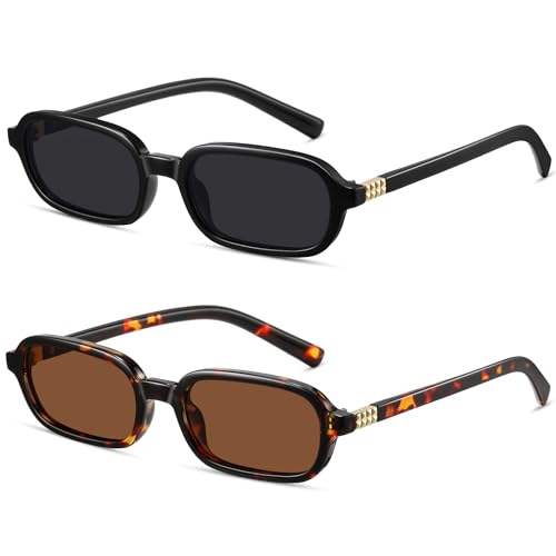 Colrea Retro Rectangle Sunglasses for Women Men Trendy Vintage Small Square Sun Glasses 90s Fashion Cute Sunnies CL010