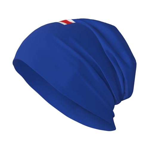 sackhg Flag of Iceland Print Winter Beanie Hat Men Women Soft Lightweight Thermal Cap for Outdoor Skiing Wear Black