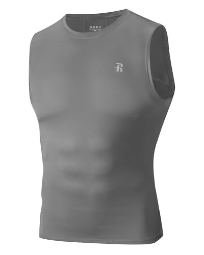 Runhit Mens Sleeveless Compression Shirt Workout Muscle Tank Top Quick Dry Athletic Base Layer Undershirt for Basketball