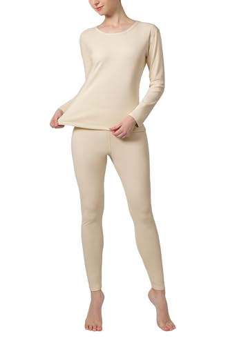 ALWAYS Womens Thermal Long John Set Soft Fleeced Base Layer Top and Bottom Inner Wear