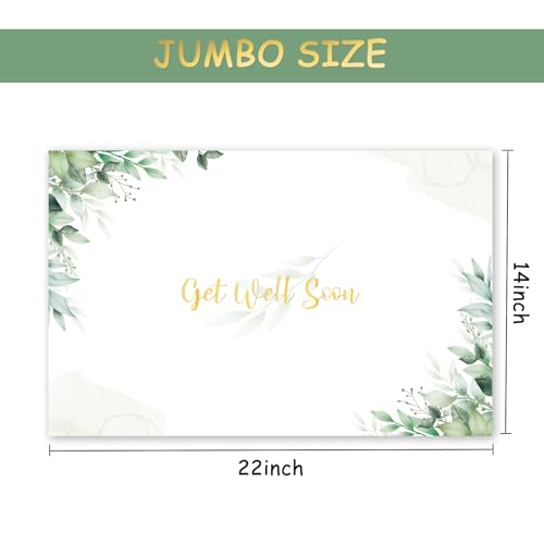 Big Get Well Card with Envelopes, 14 x 22 inches Greenery Large Get Well Soon Cards from Group, Giant Thinking of You Gree...