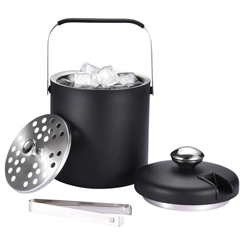 flybold Small Ice Bucket for Parties - Ice Bucket with Lid for Cocktail Bar - Double Walled Ice Container - Portable Chill...