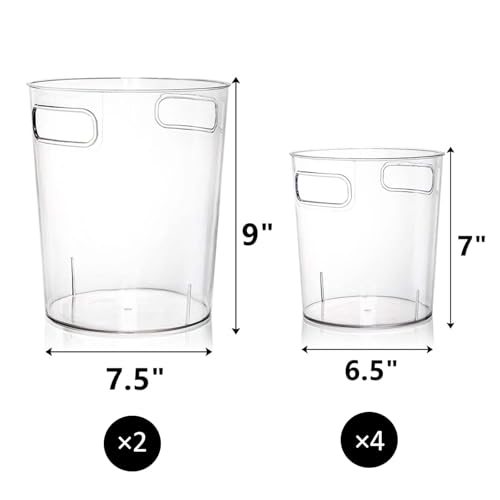 Dicunoy 6 Pack Ice Bucket, Plastic Champagne Wine Chiller Bucket for Parties, Clear Acrylic Cylinder Flower Vase with Hand...