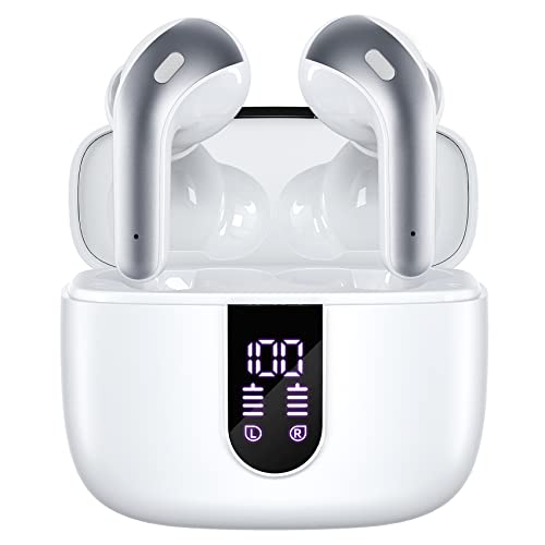 TAGRY Bluetooth Headphones True Wireless Earbuds 60H Playback LED Power Display Earphones with Wireless Charging Case IPX5...