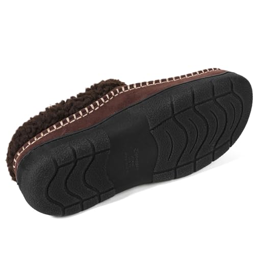 Zigzagger Men's Slip On Moccasin Slippers, Indoor/Outdoor Warm Fuzzy Comfy House Shoes, Fluffy Wide Loafer Slippers