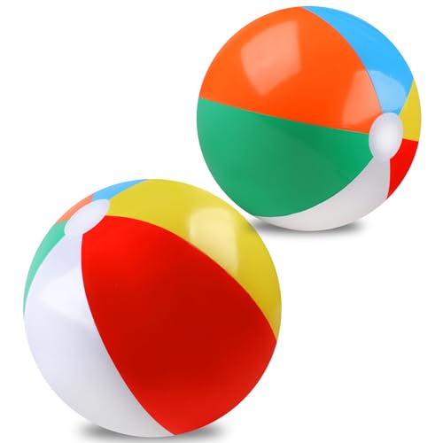 2 Pack Beach Balls, 20 Inch Beach Balls, Rainbow Color Pool Toys Pool Balls for Swimming Pool, Beach Toys Inflatable Ball ...