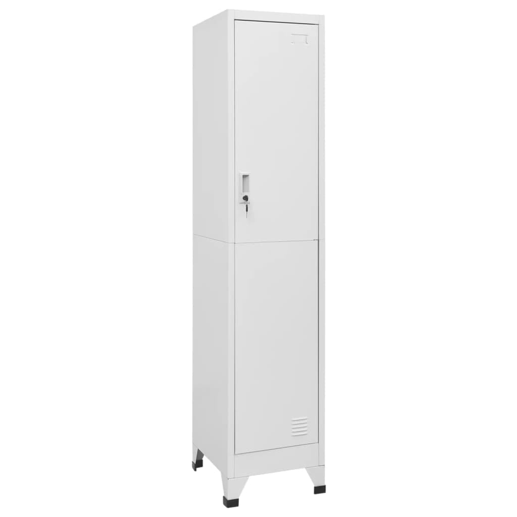 Metal Locker,Lockable Industrial Metal Locker Cabinet 38x45x180 cm - Durable Storage Organizer with Shelves & Hanging Bar, Grey Finish for Office, Garage & Gym, Secure & Stylish