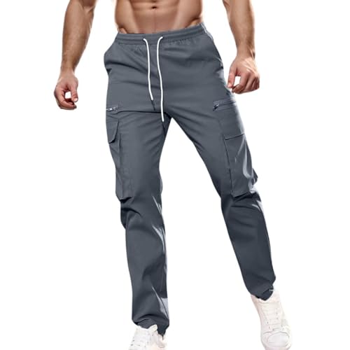 Baggy Pants for Men Drawstring Elastic Waist Fashion Parachute Cargo Pants Straight Leg Athletic Lightweight Joggers Trousers