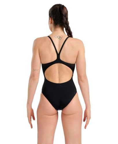 Arena Womens Arena Performance Women's Marbled Sports Swimsuit Light Drop Back Bathing Suit
