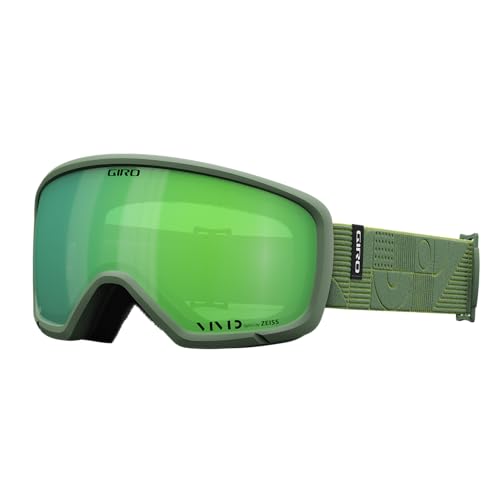 Giro Women's and Youth Millie Ski and Snowboard Goggles - Hedge Green Linocut Strap with Vivid Emerald Lens