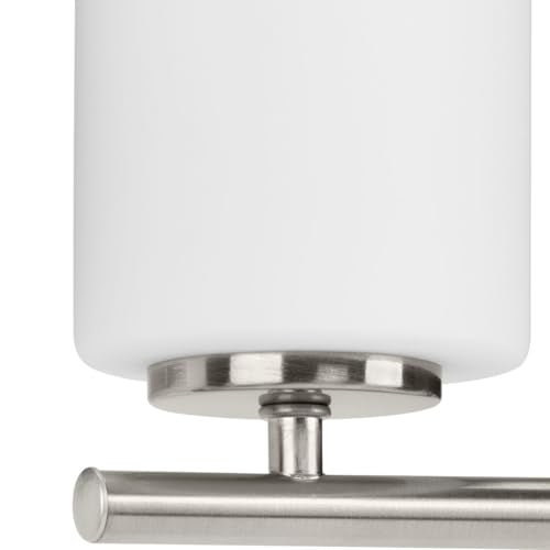 Progress Lighting 2-Light Modern Bath Vanity Light, Etched White Glass, Brushed Nickel, Model P2158-09