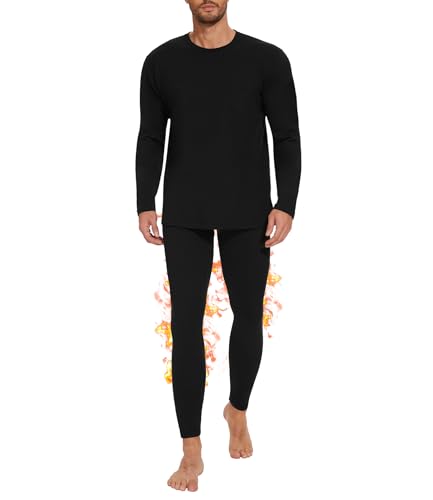 OBFUN Thermal Underwear for Men Long Johns Set - Fleece Lined Base Layer for Cold Weather Winter Clothes
