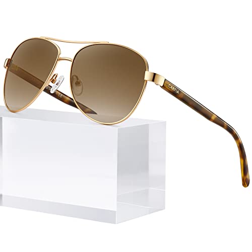 CARFIA Polarized Sunglasses for Women UV Protection Acetate Arms Metal Frame Woman's Shades CA3216