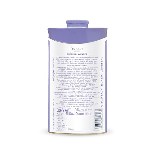 Yardley London English Lavender Perfumed Deodorizing Talc Talcum Powder 100gm, 3.5 Ounce