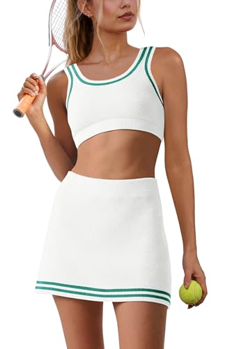 Nirovien Womens Workout Sets 2 Piece Tennis Sets Skorts Sets Athletic Gym Golf Outfits Tank Top and Skort