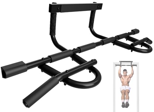 Yes4All Heavy Duty Wall Mounted Pull Up Bar, Over Door Pull Up Bar for Doorway, Multi Grip Chin Up Bar, Sturdy Strength Tr...