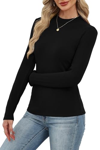 XIEERDUO Womens Long Sleeve Thermal Shirt Fleece Mock Neck Tops 2025 Fashion Slim Fit
