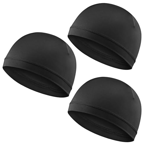 WY LIGHTING LEVEL 3Pcs Skull Caps Soft Lightweight Beanie Hats Moisture Wicking Stretchy Breathable Helmet Liner for Men