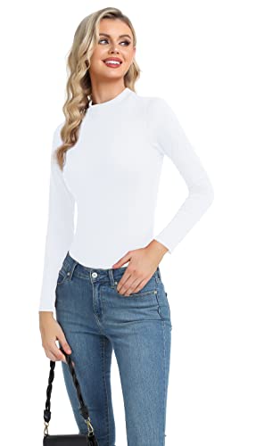 Women's Basic Long Sleeve Thermal Top Lightweight Mock Neck Shirts Slim Fit Layer Soft Top