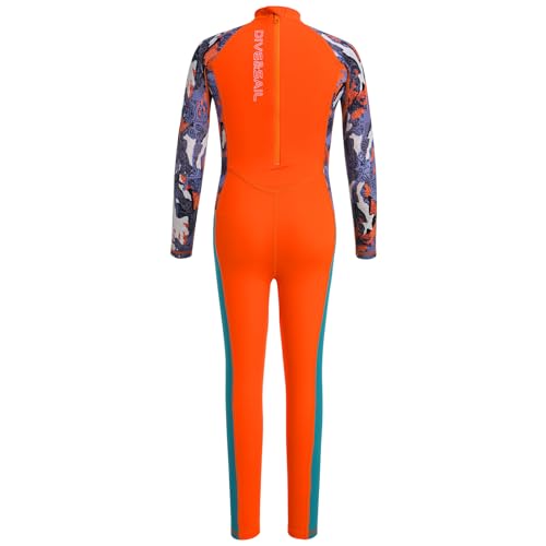 IDOPIP Kids Boys Girls Color Block One Piece Swimsuit Swimwear Long Sleeve Rash Guard Sunsuit Wetsuit Beachwear Bathing Suit