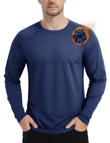 TACVASEN Men's Thermal Shirt Long Sleeve Fleece Lined Base Layer Lightweight Athletic Undershirt Winter Tops Workout
