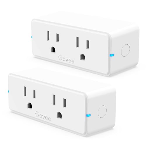 Govee Dual Smart Plug 2 Pack, 15A WiFi Bluetooth Outlet, Work with Alexa and Google Assistant, 2-in-1 Compact Design, Gove...