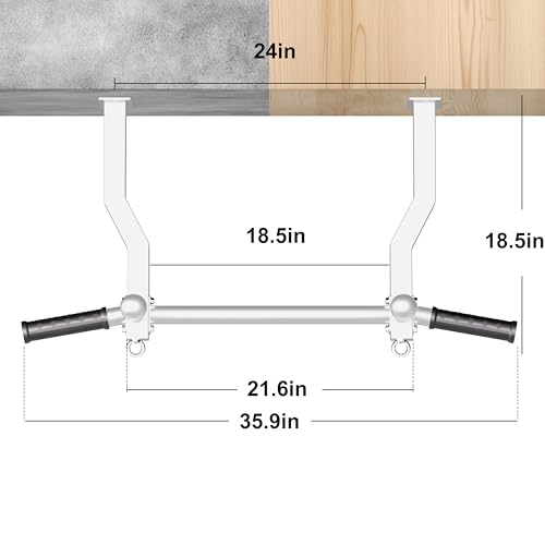 HWOOUSA Pull Up Bar Ceiling Mount, 600LBS Heavy Duty Multi Grip Chin Up Bar, 24"/16" Rafter PullUp Bar, Ceiling Beam for G...