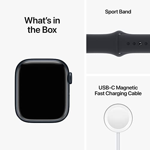 Apple Watch Series 8 [GPS 41mm] Smart Watch w/Midnight Aluminum Case with Midnight Sport Band - S/M. Fitness Tracker, Bloo...