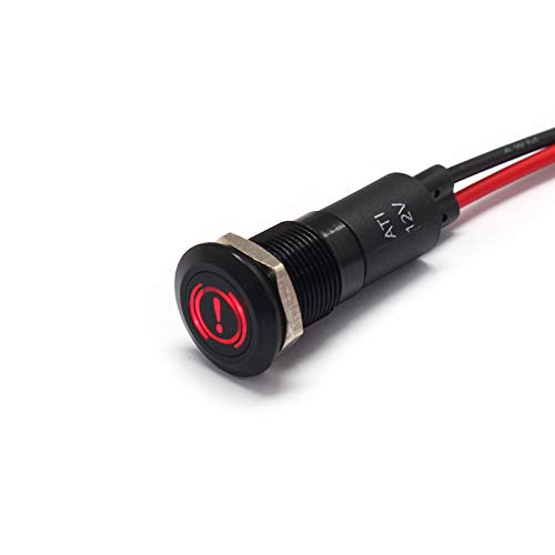 Alpinetech 12mm 12V LED Metal Signal Indicator Dash Light - Handbrake Warning
