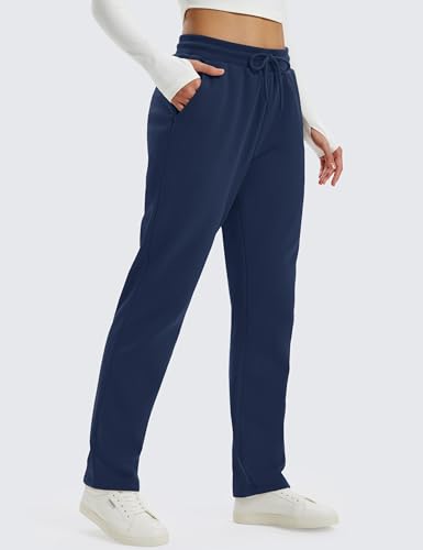 MAGCOMSEN Women's Sherpa Lined Sweatpants Winter Warm Fleece Pants Water Resistant Heavy Insulated Thermal Pants Outdoor