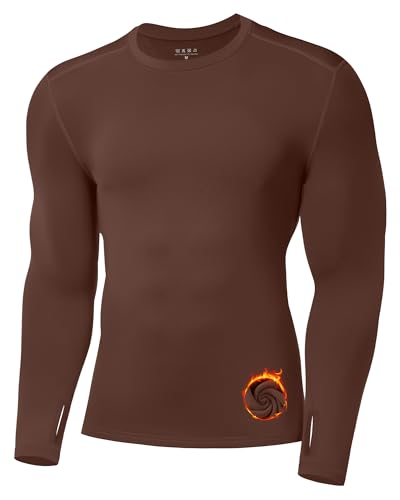 Moozava Mens Thermal Long Sleeve Shirt Fleece Lined Compression Base Layer Top Cold Weather Gear Hunting Athletic Undershirt