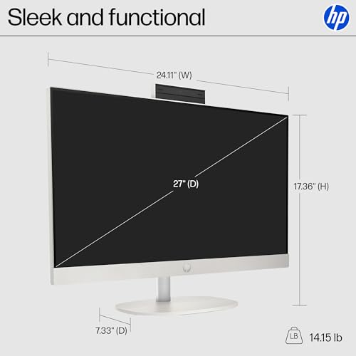 HP 27" FHD Touchscreen All-in-One Desktop Computer, 16GB DDR5 RAM, 1.5TB Storage(1TB SSD and 512GB External), AMD Ryzen 5 ...