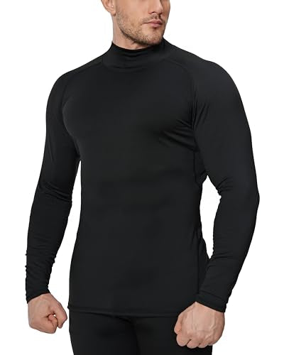 5 or 4 Pack Men's Thermal Turtle Mock Neck Shirts, Long Sleeve Compression Shirts Fleece Lined Undershirt Base Layer Tops