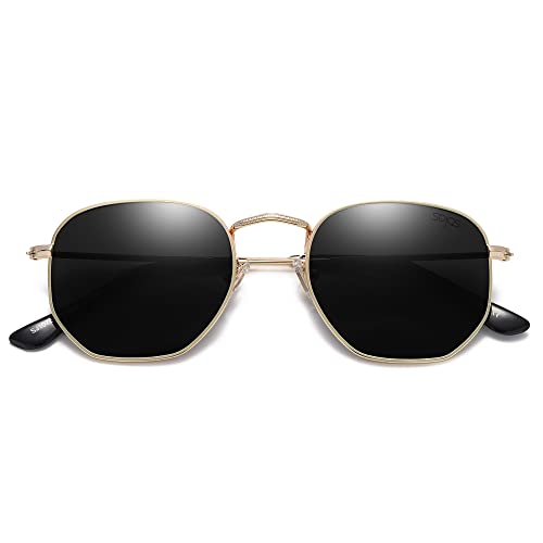 SOJOS Square Polarized Sunglasses for Women Men Small Hexagonal Polygon Shades SJ1072