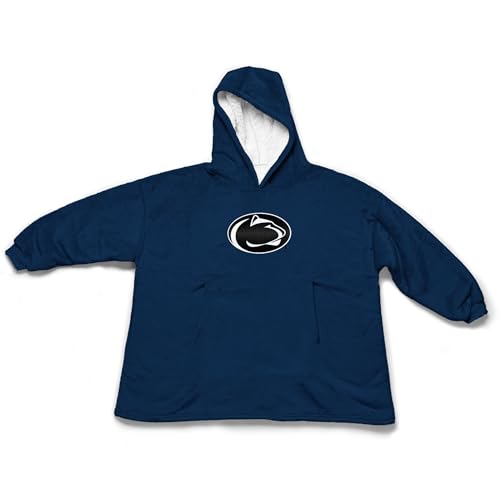 Northwest NCAA Hoodler Oversized Sherpa Pullover Hoodie with Embroidered Logo, Plush Wearable Blanket Sweatshirt, Soft Fleece